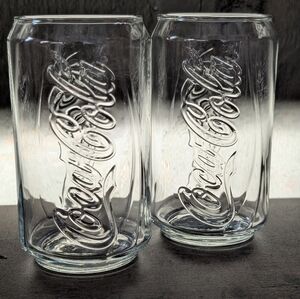 Vintage Coca Cola Can Shaped 12oz Glasses, Set of 2